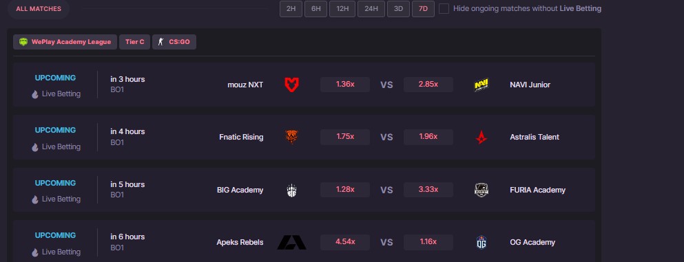 CSGO 500 Pre-match Offer