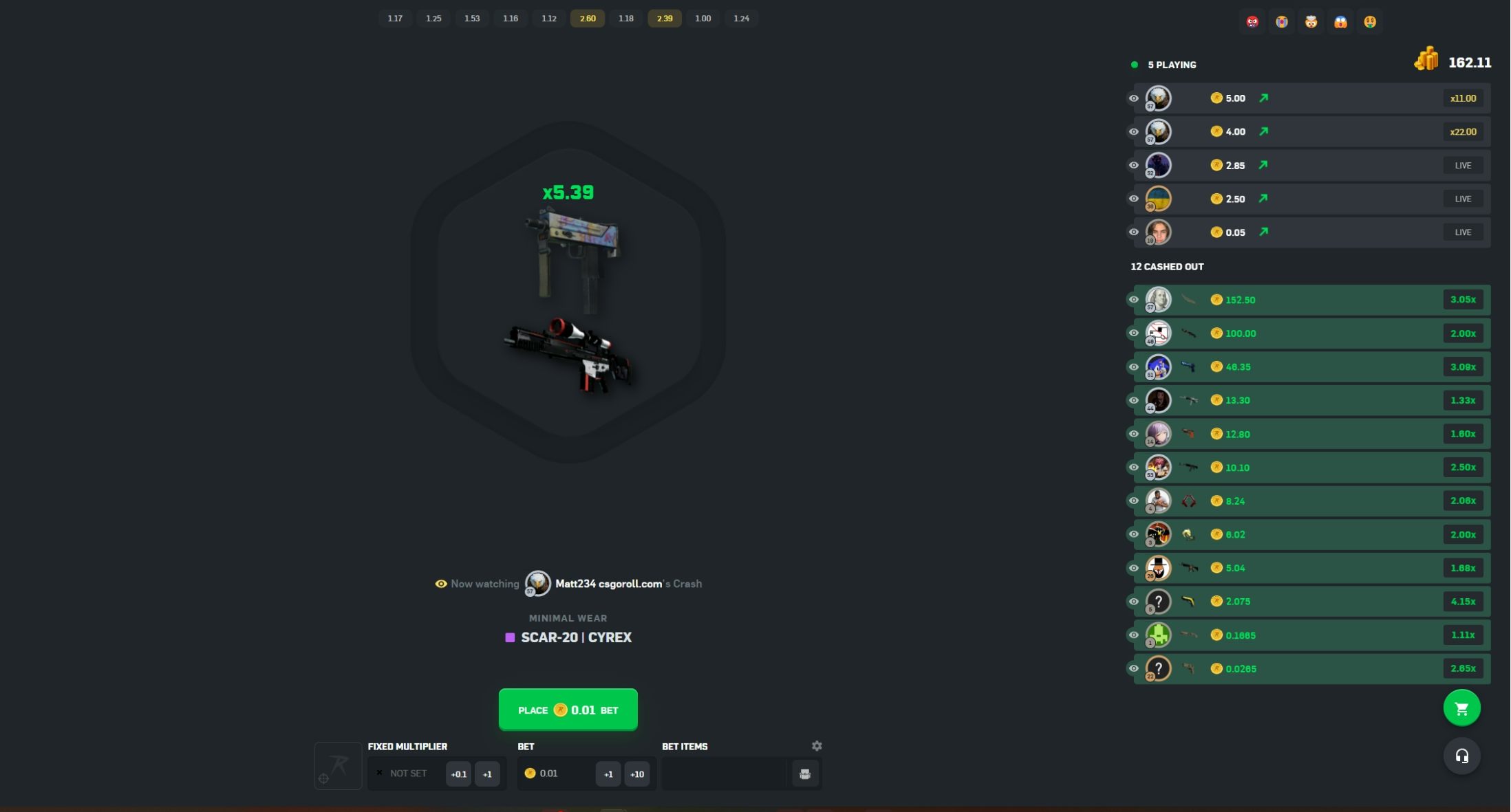 CSGORoll Crash Screenshot