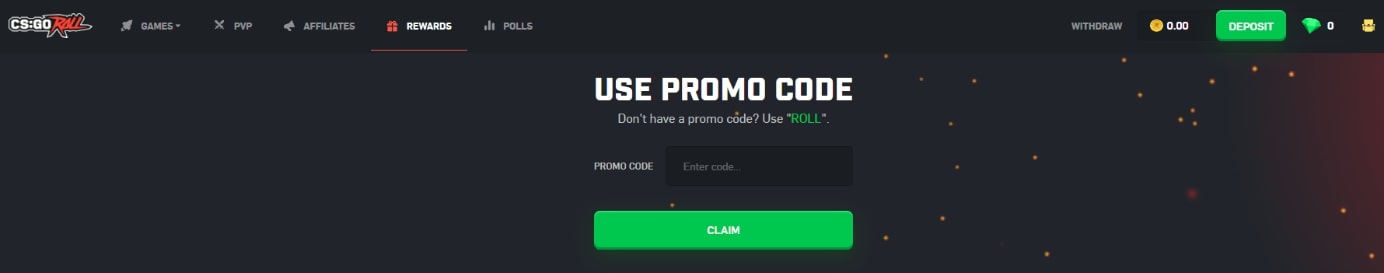 CSGORoll Promo Code Screenshot