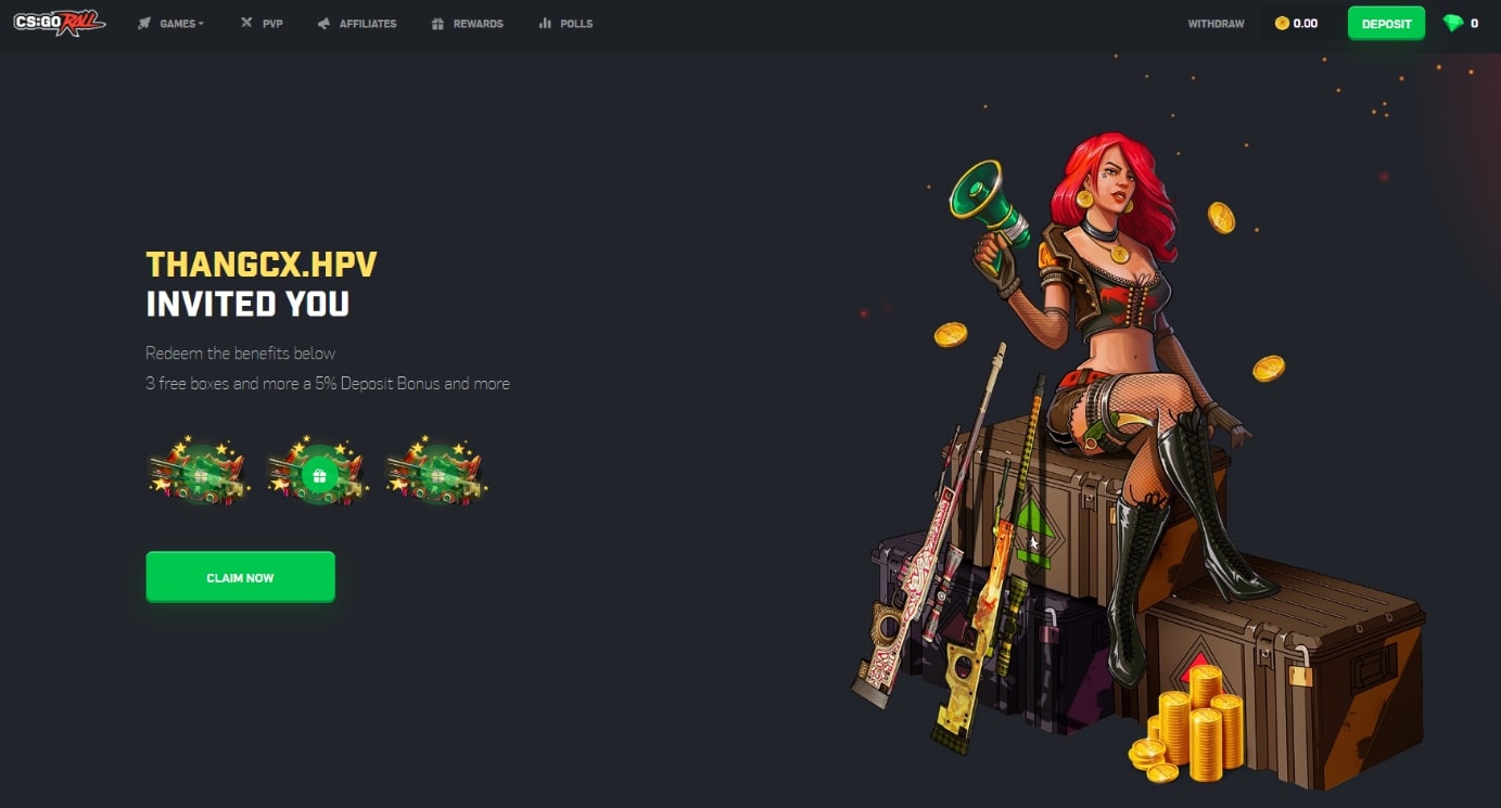 CSGORoll Welcome Offer Screenshot