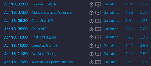 Ganador del Encuentro DreamHack Masters Marseille 2018 Cuotas de Apuestas en ArcaneBet