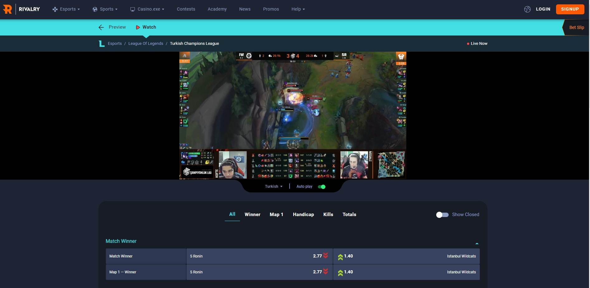 Rivalry LoL Live Bets Screenshot